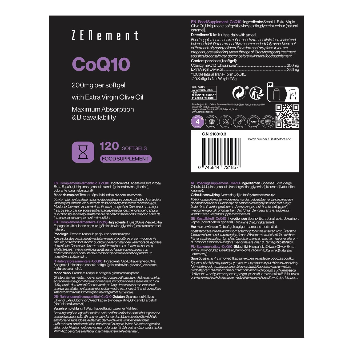 Zenement Coenzima Q10 200mg 120 Perlas