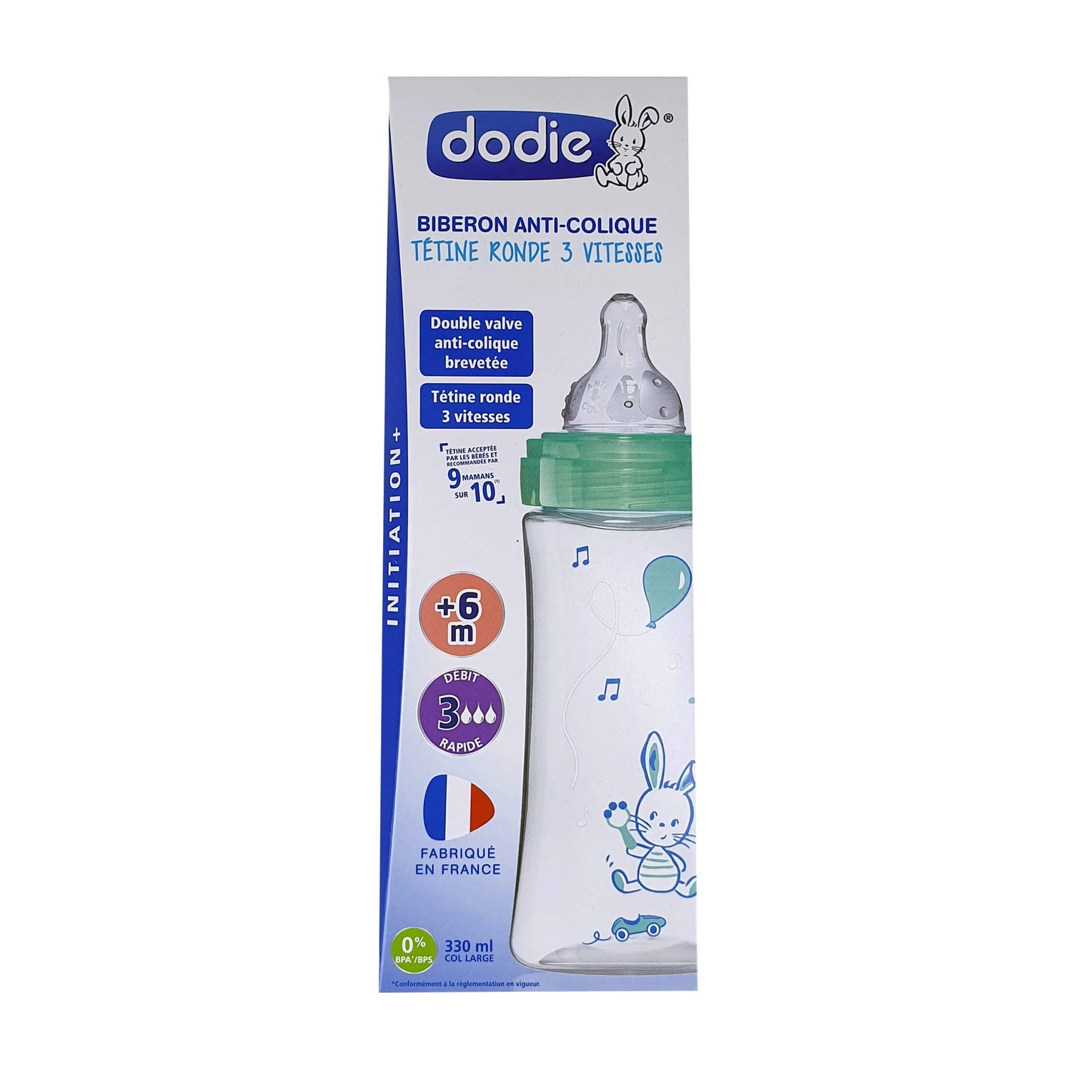 Dodie Biberón Initiation+ +6m Verde 330ml