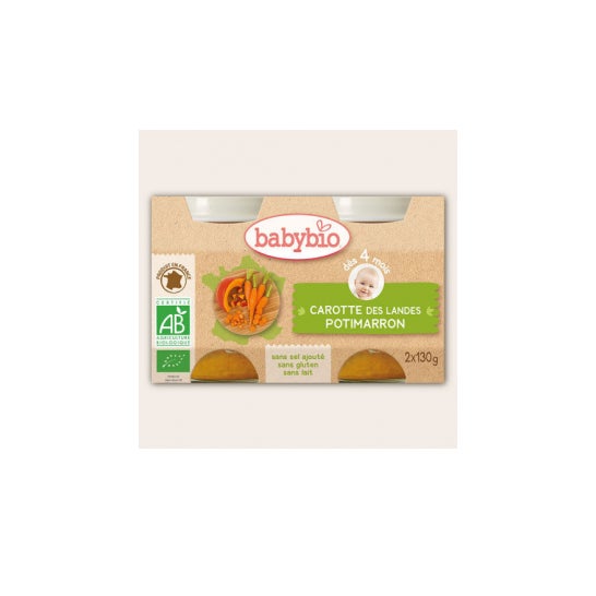 Babybio Pequeñas Macetas Potimarron Zanahoria Bio ds 4 meses 2 x130g
