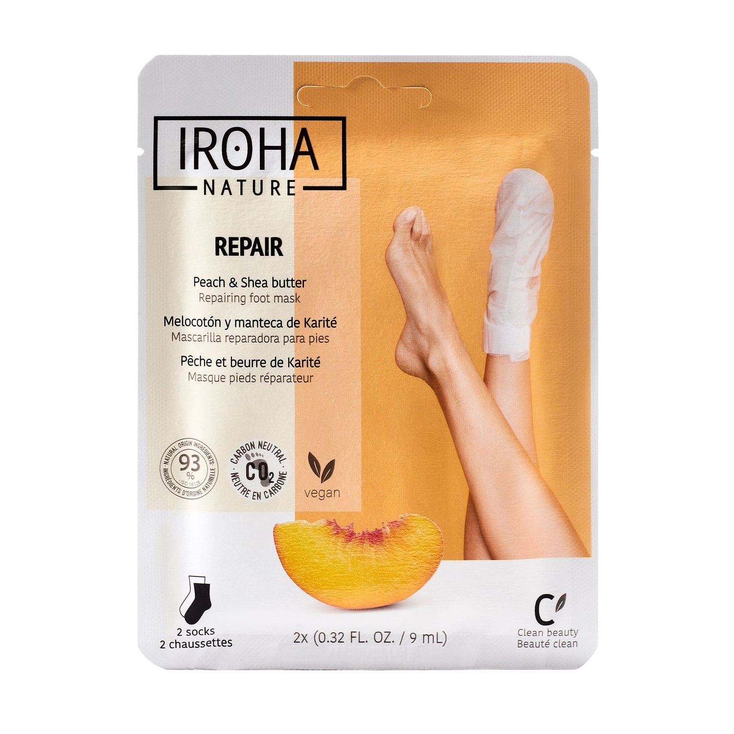 Iroha Nature Mascarilla Pies Melocotón Manteca de Karité 2uds