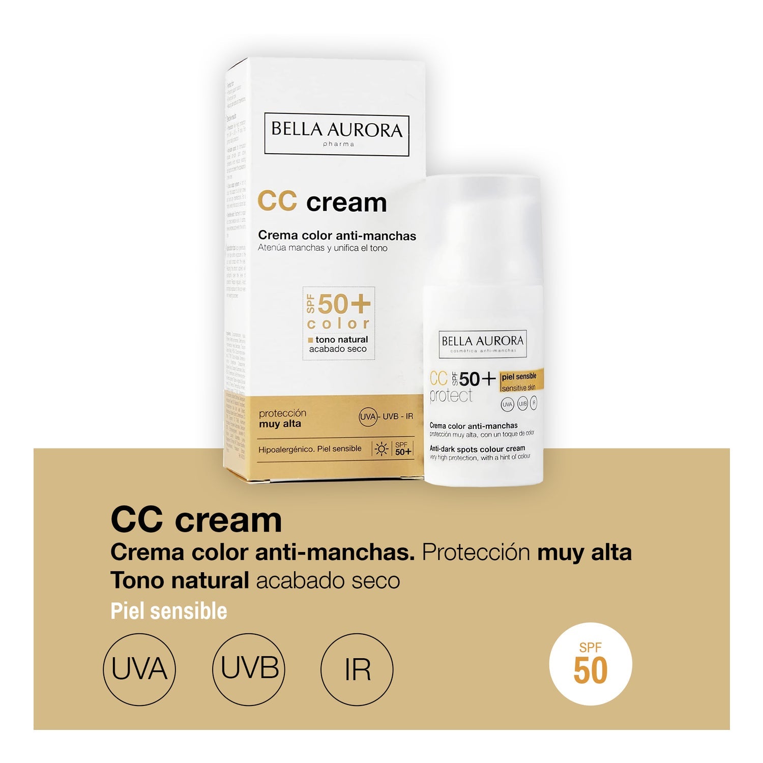 Bella Aurora CC Cream Anti-Manchas SPF50+ Piel Sensible 30ml