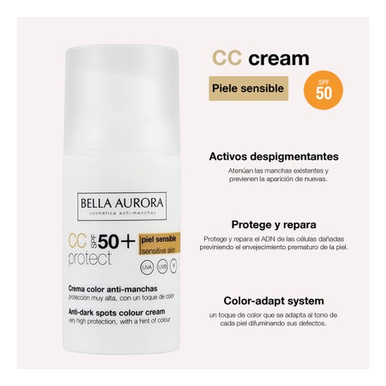 Bella Aurora CC Cream Anti-Manchas SPF50+ Piel Sensible 30ml