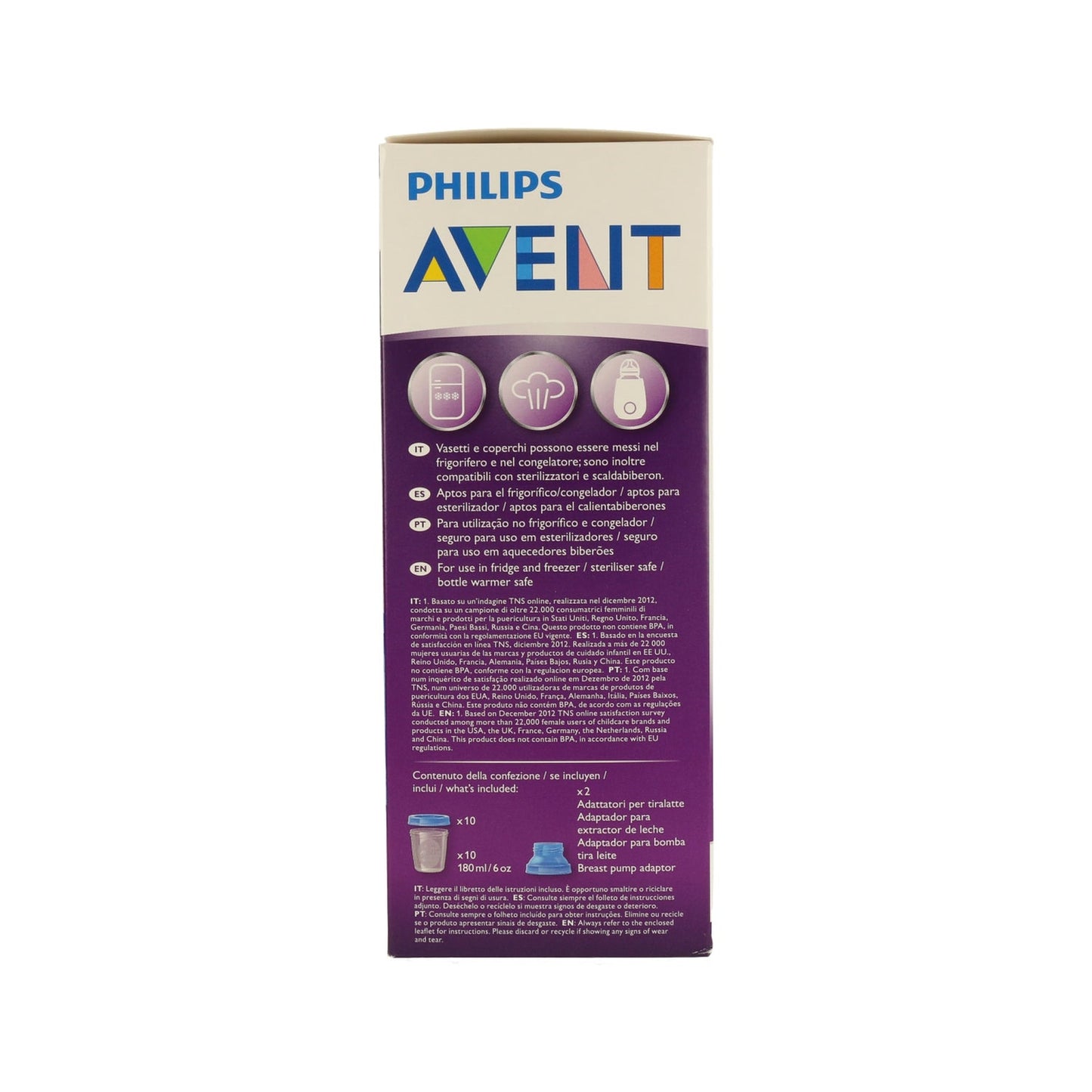Avent Recipientes para leche materna 5x180ml + 5 tapas