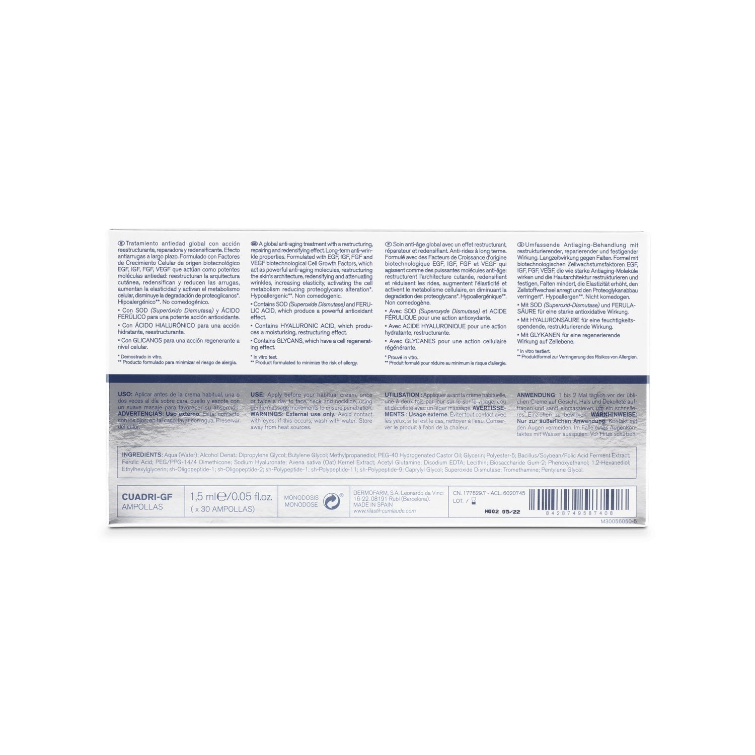 Rilastil Multirepair Cuadri GF Tratamiento Antiedad Global 30 ampollas