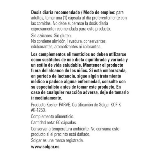 Solgar L-Glutatión Reducido 250 mg 60 caps