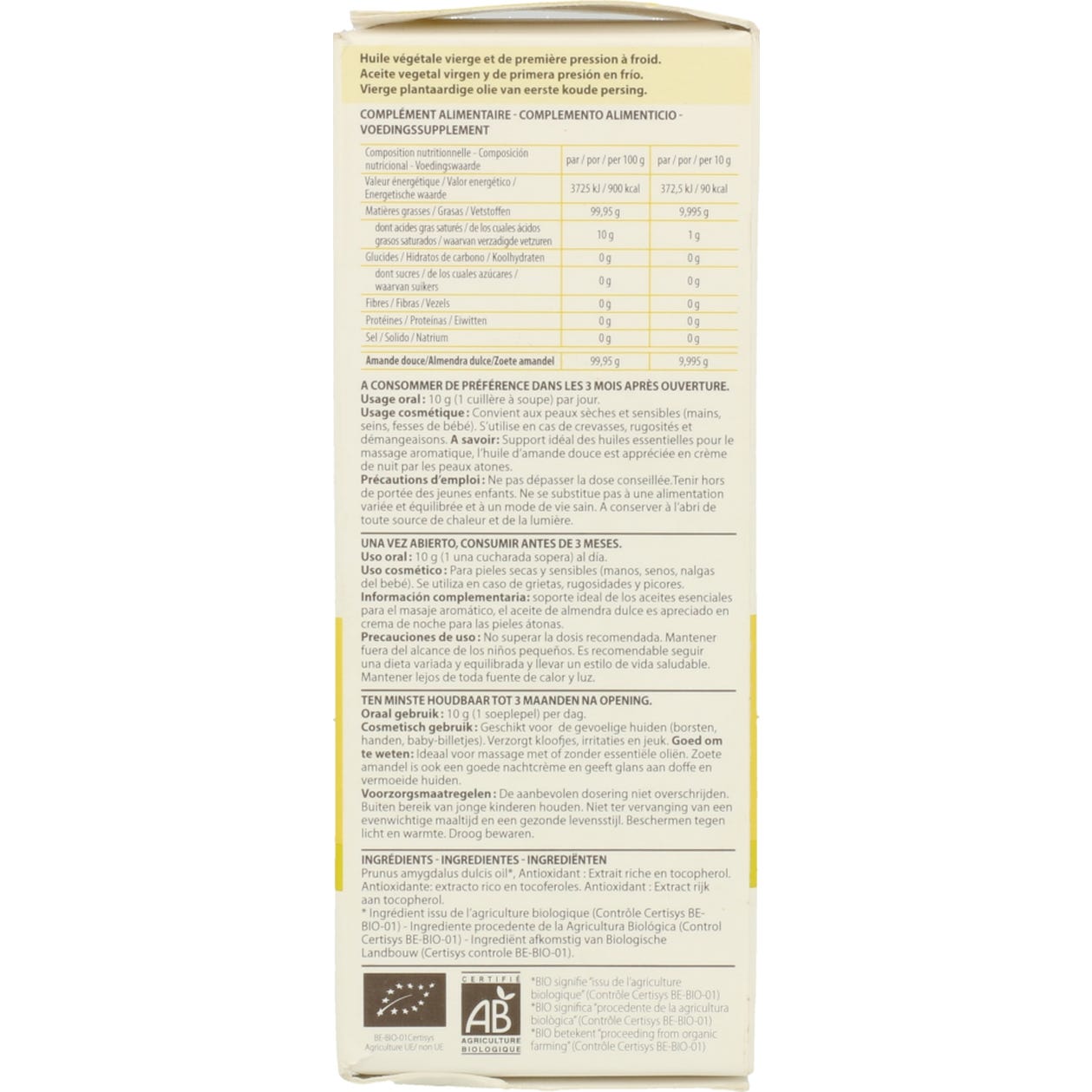 Pranarôm Aceite Vegetal de Almendra Dulce BIO 50ml