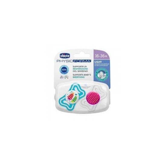 Chicco Chupete Silicona Physio Light Ortodontico Rosa 16-36 M 2 U
