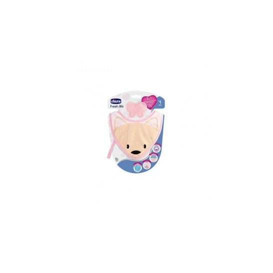 Chicco Mordedor 3en1 Fresh Bib Rosa 4m+