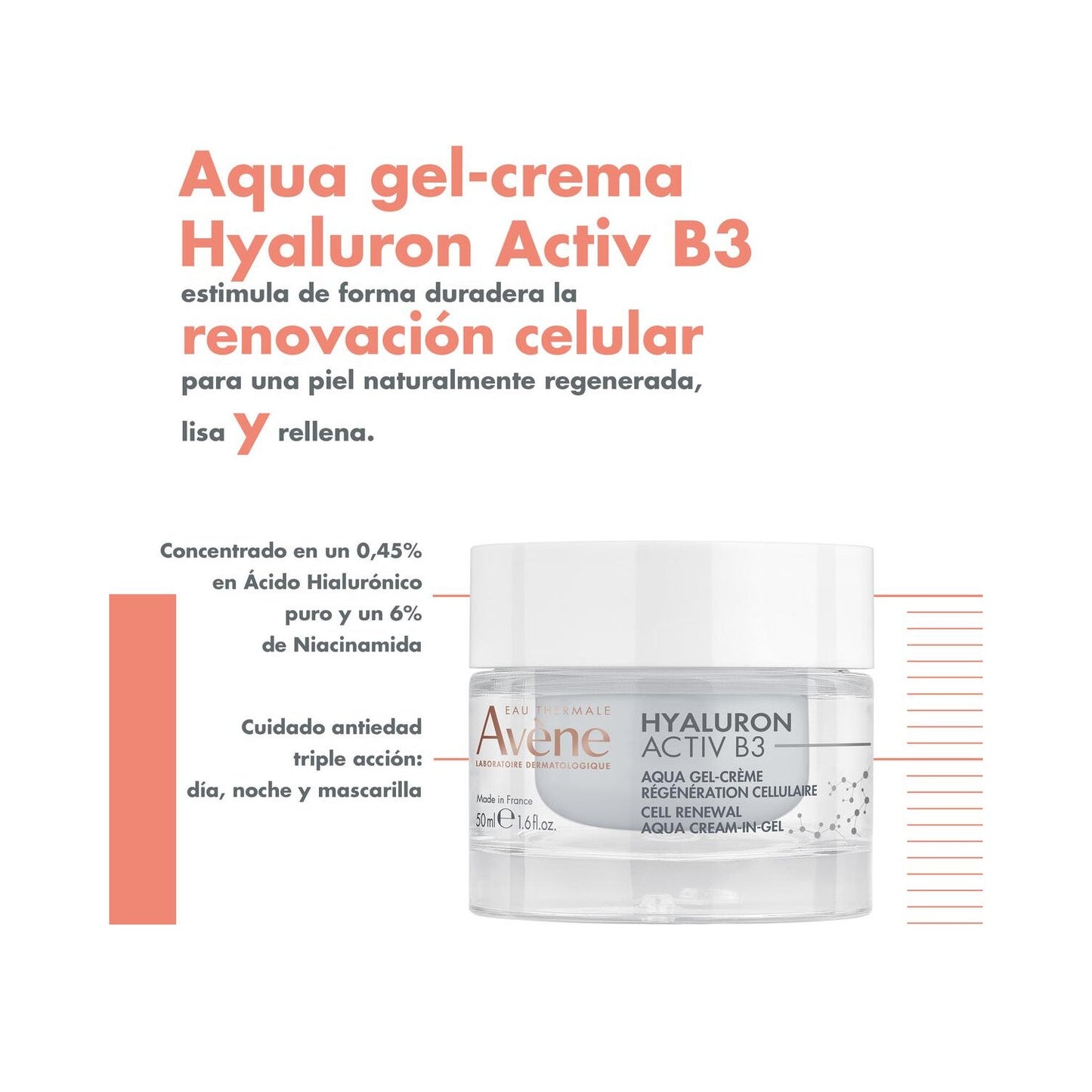 Avène Hyaluron Activ B3 Aqua Gel-Crema Regeneradora Celular 50ml
