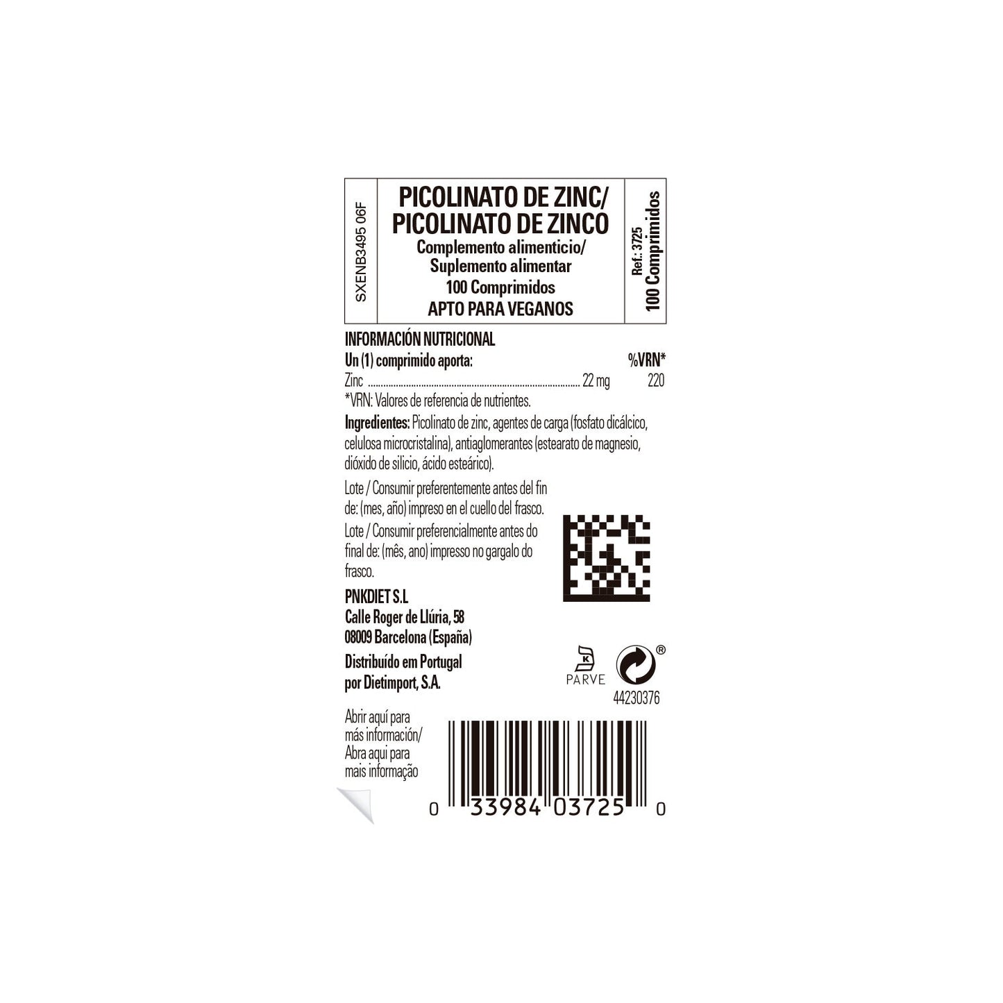 Solgar Picolinato de Zinc 22mg 100comp