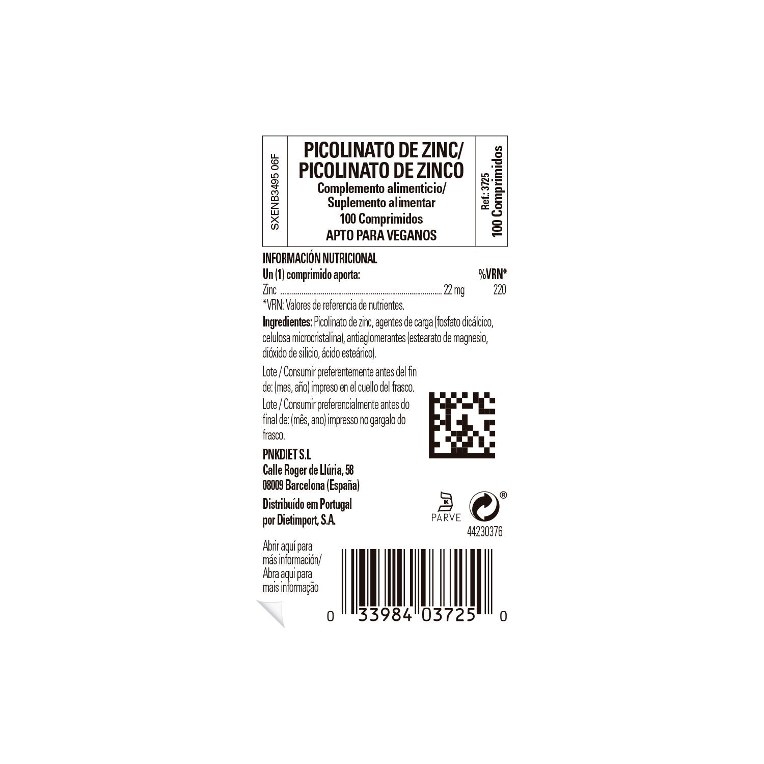 Solgar Picolinato de Zinc 22mg 100comp