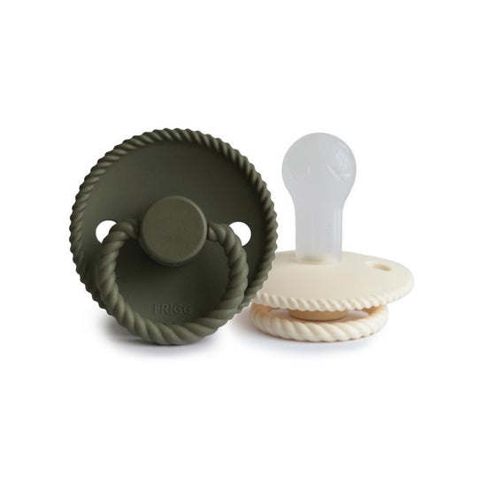 Frigg Block Silicone Pacifier Cream Olive 0-6M 2uds