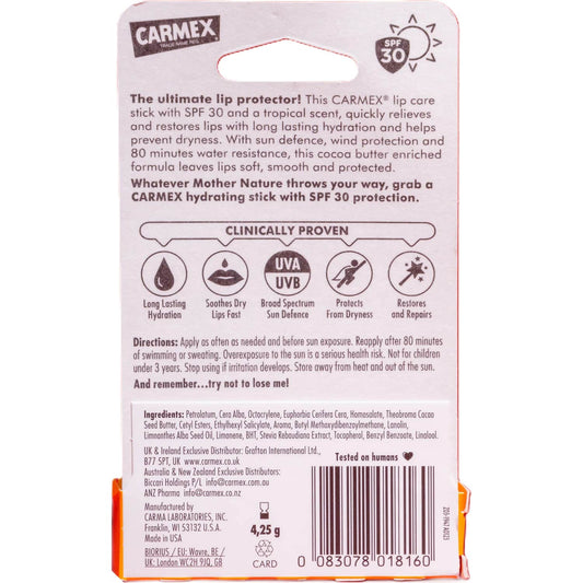 Carmex Tropical Bálsamo Labial Hidratante Stick Spf30 4,25g