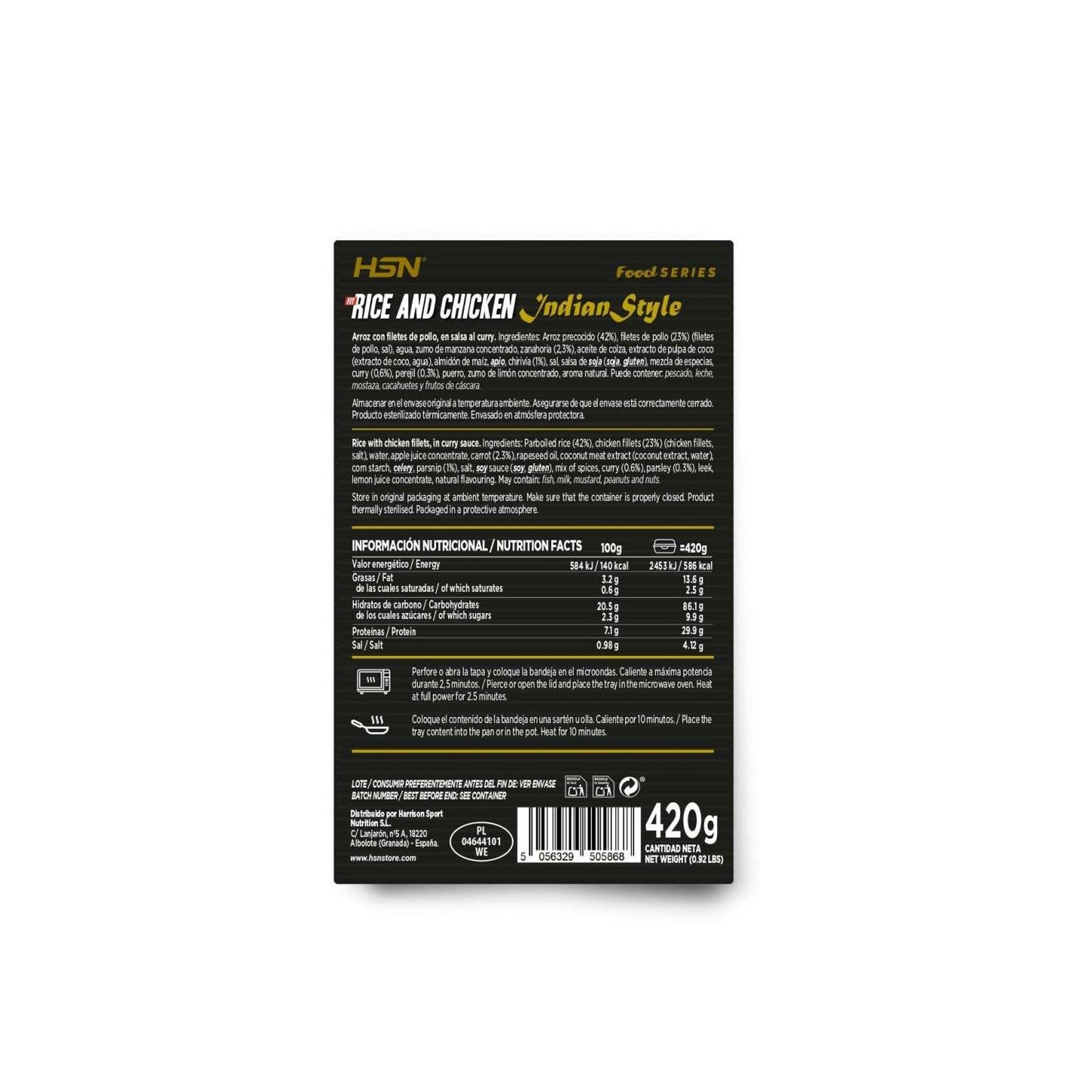 HSN Plato Preparado Estilo Fit Arroz con Pollo en Salsa Al Curry Estilo Hindú 420g