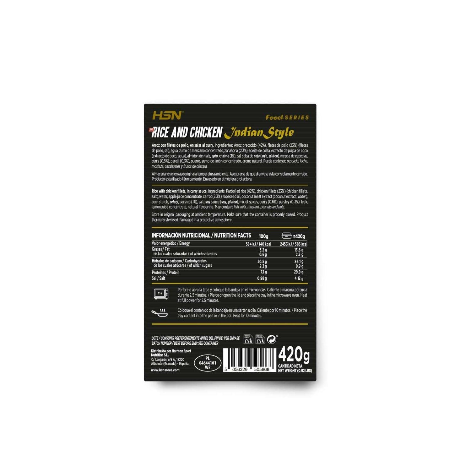 HSN Plato Preparado Estilo Fit Arroz con Pollo en Salsa Al Curry Estilo Hindú 420g