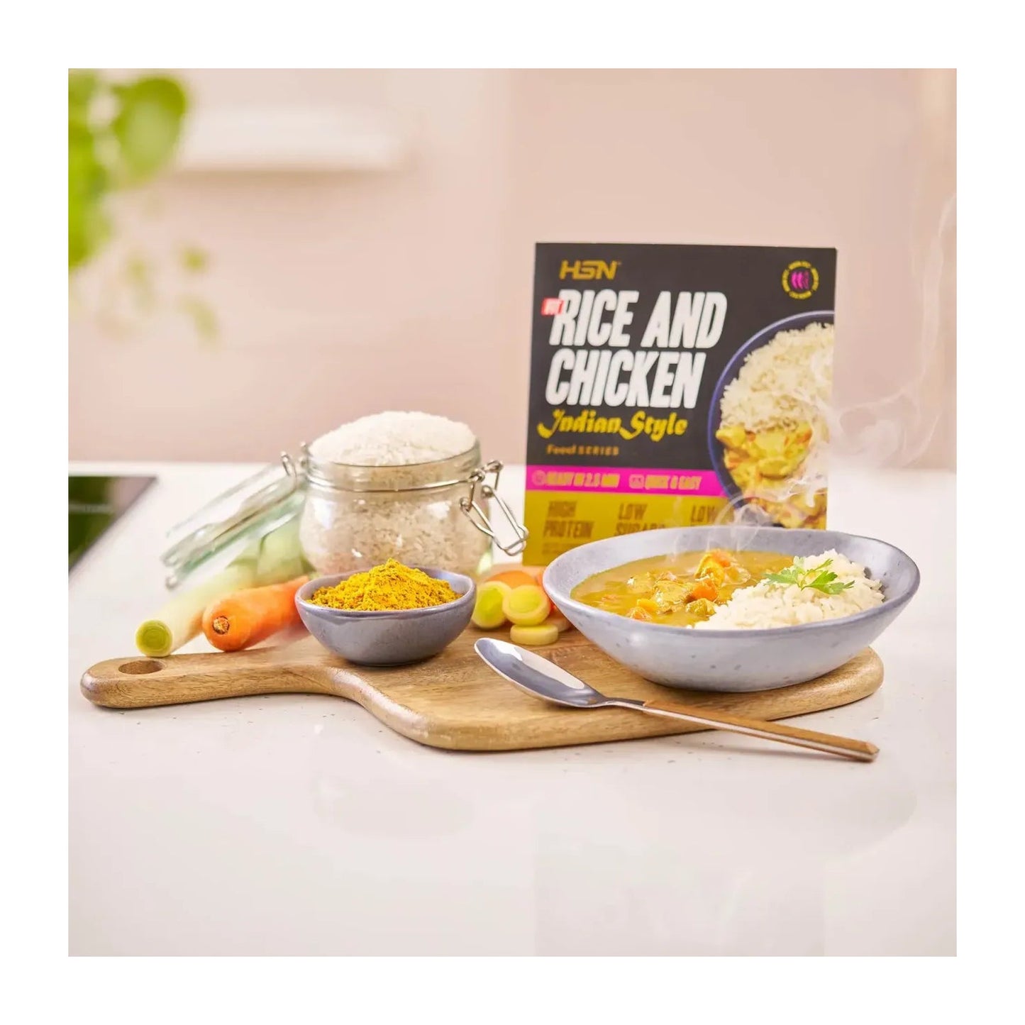 HSN Plato Preparado Estilo Fit Arroz con Pollo en Salsa Al Curry Estilo Hindú 420g