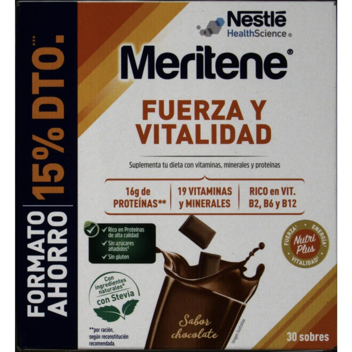 Nestlé Meritene® Fuerza y Vitalidad Sabor Chocolate 30sobres