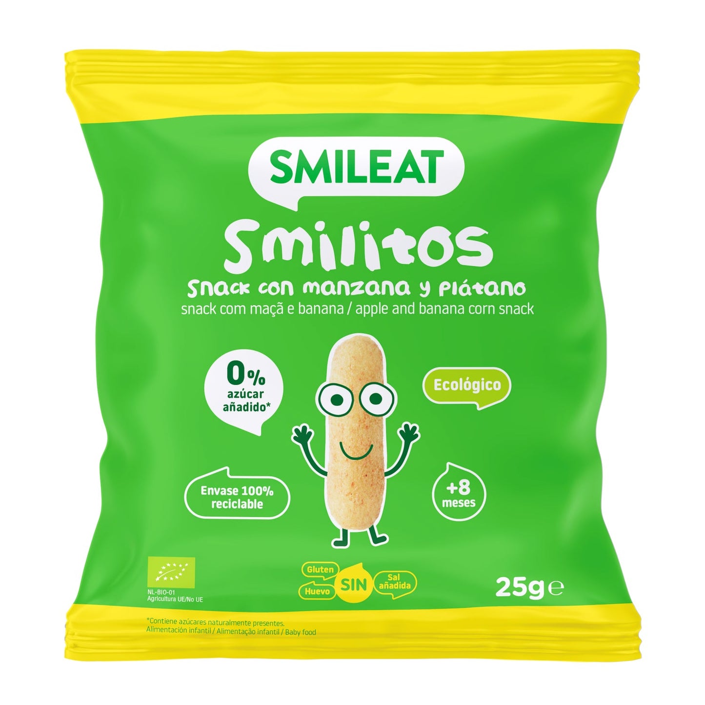 Smileat Smilitos Gusanitos Ecológicos de Manzana y Plátano 25g