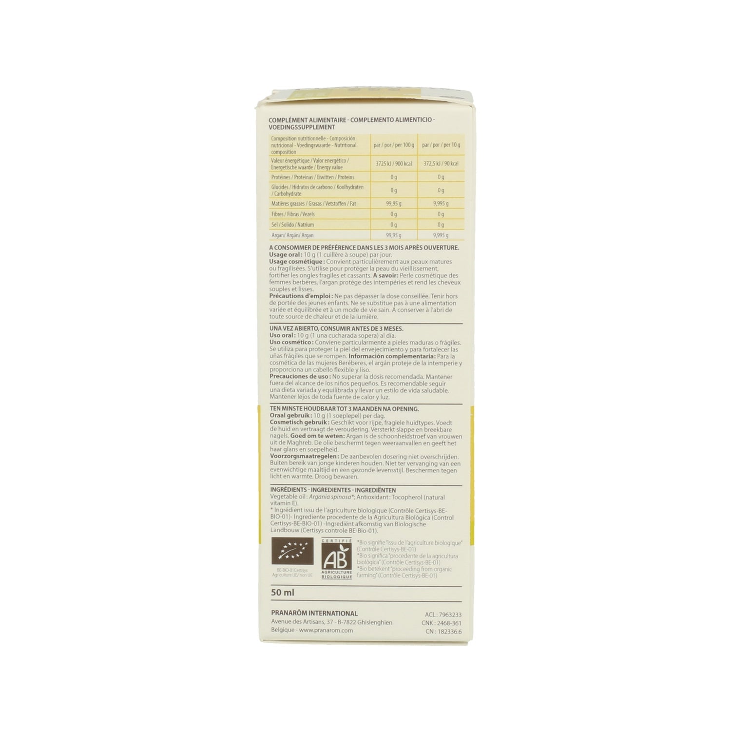 Pranarôm Aceite Vegetal de Argán BIO 50ml