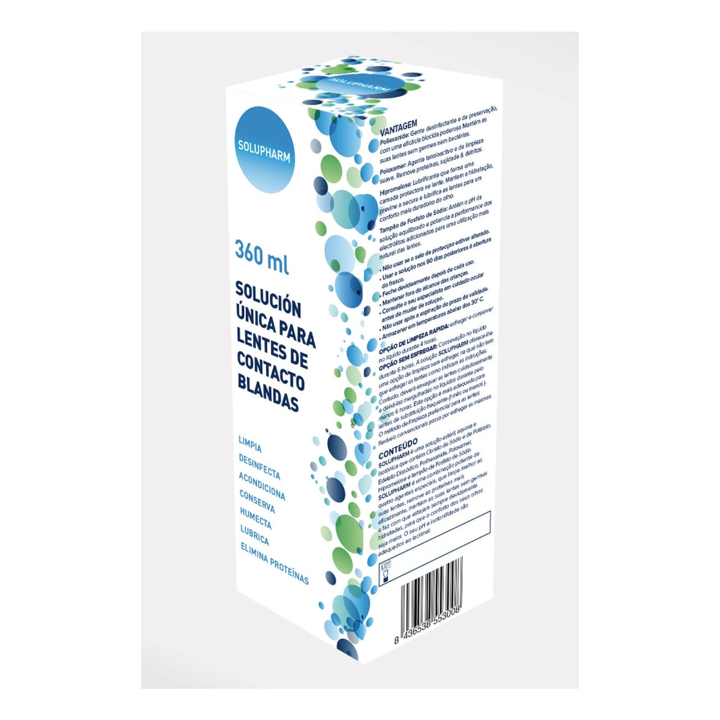 Solupharm solución única para lentes de contacto blandas 360ml
