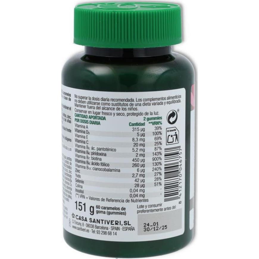 Santiveri Cabellos Uñas Piel Gummies 60uds
