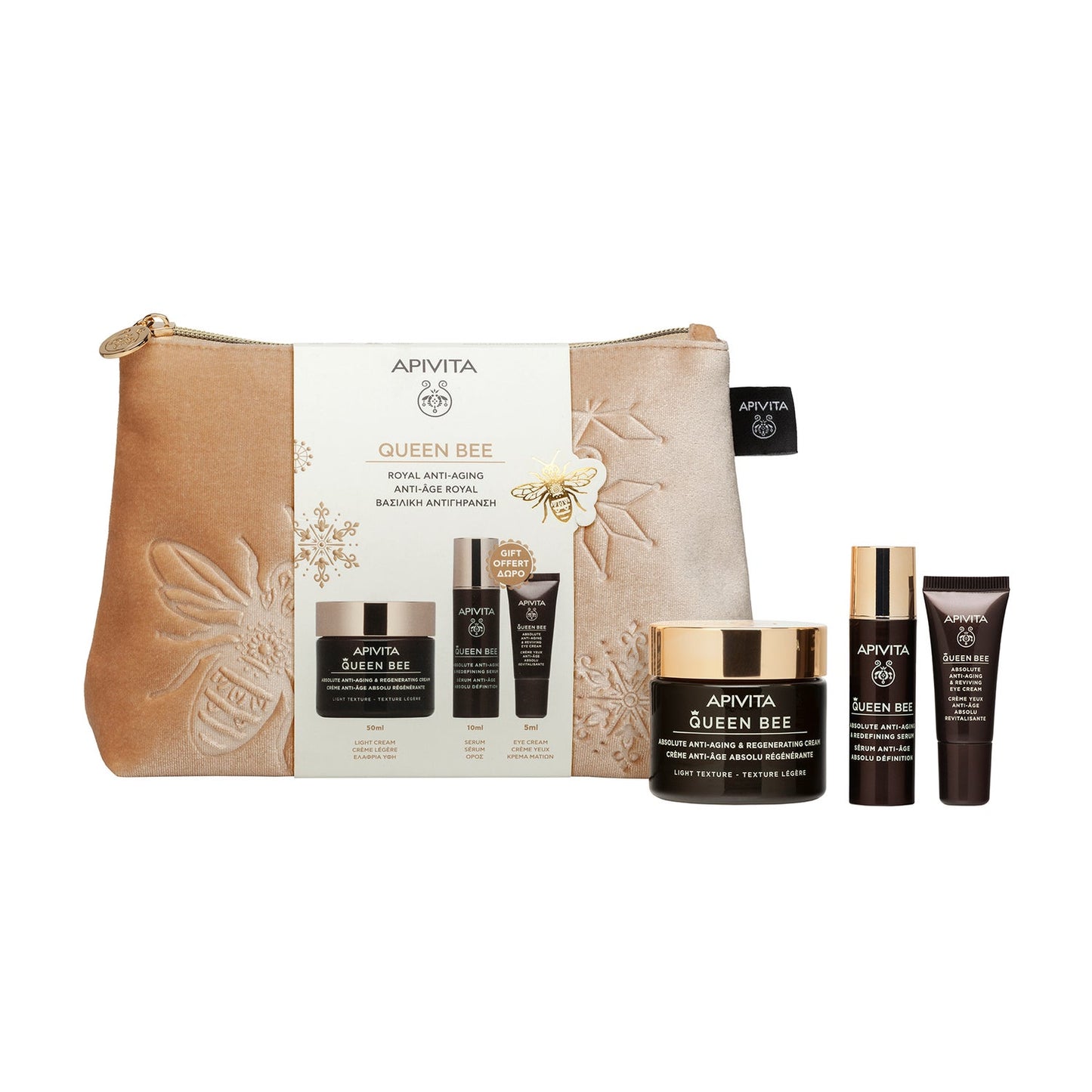 Apivita Pack Queen Bee Crema Regeneradora Liegera 50ml + Sérum 10 ml + contorno de ojos 1,5ml