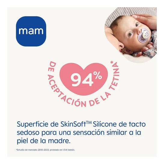 Chupete Silicona Mam Original Night + 16 M Pack Doble Rosa
