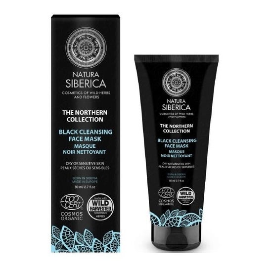Natura Siberica Mascarilla facial negra limpiadora, brillo de la piel 80 ml