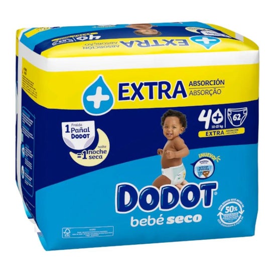 Dodot Bebé Seco Talla 4+ 10-15Kg 62uds
