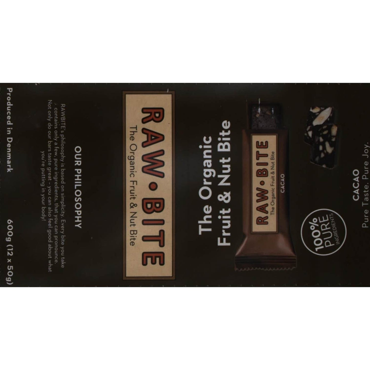 Rawbite Pack Barritas Ecológicas de Cacao 12X50g