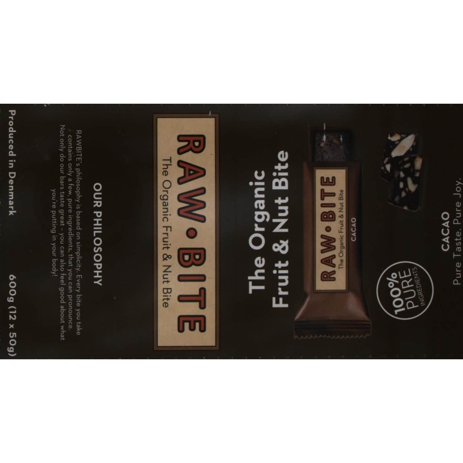 Rawbite Pack Barritas Ecológicas de Cacao 12X50g