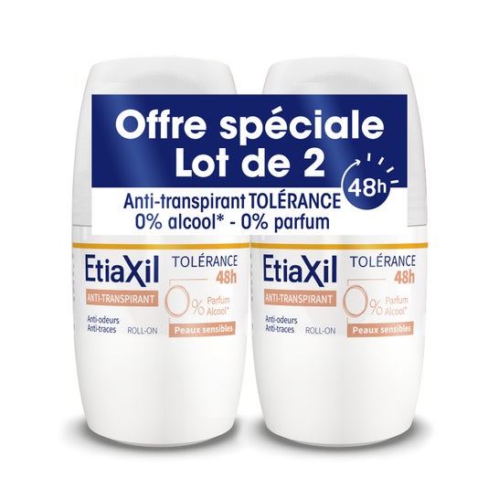 Etiaxil Dédorant Anti-Transpirant Tolérance 48 H Peaux Sensibles Roll-On 2 X50 ml