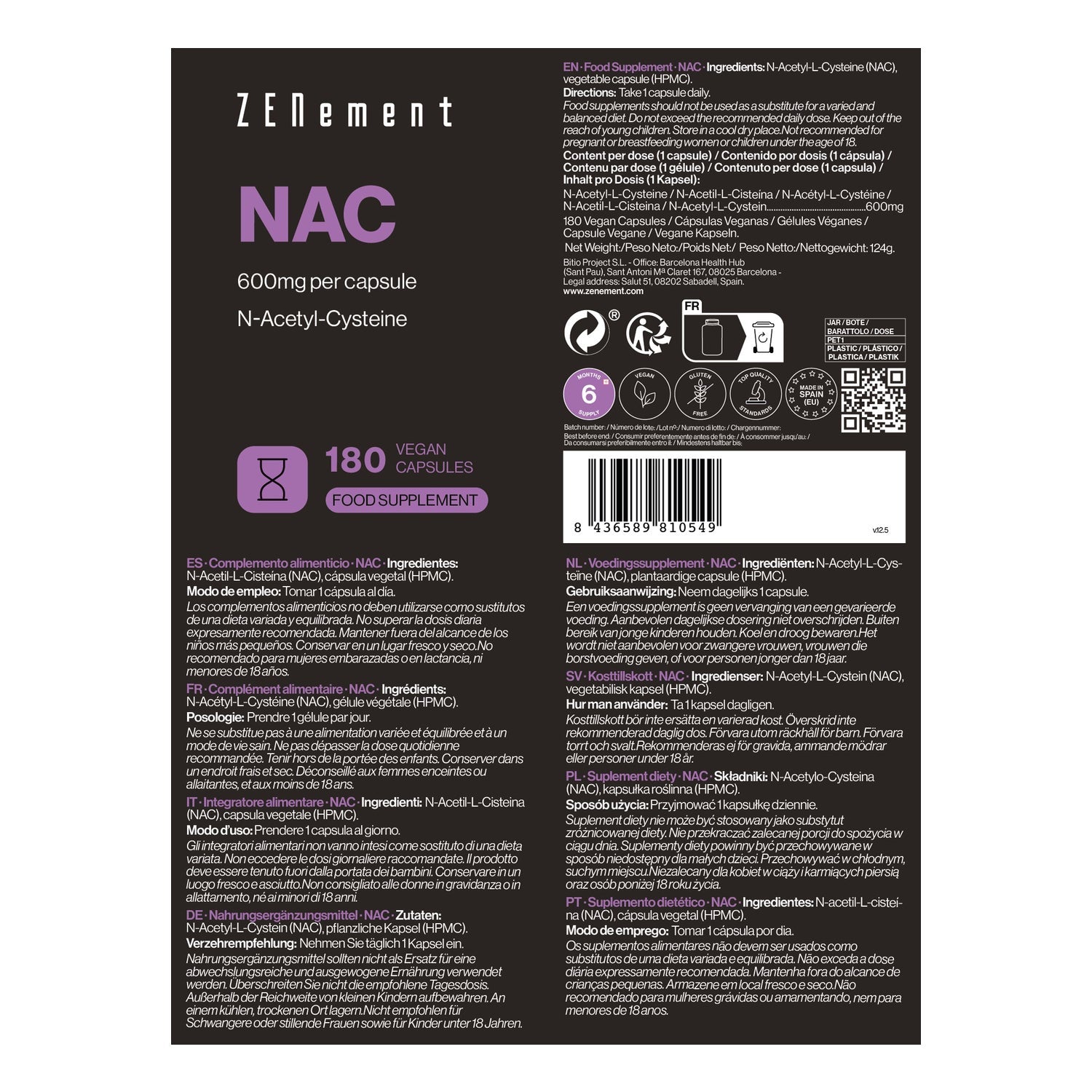 Zenement NAC 180vcaps
