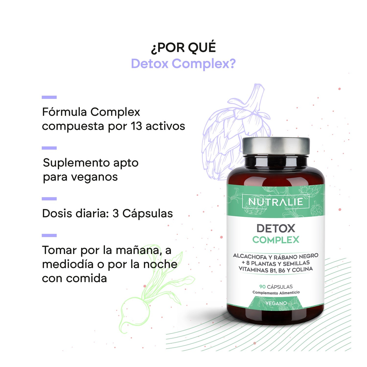 Nutralie Detox Complex + Vitaminas B1 y B6 + Colina 90caps