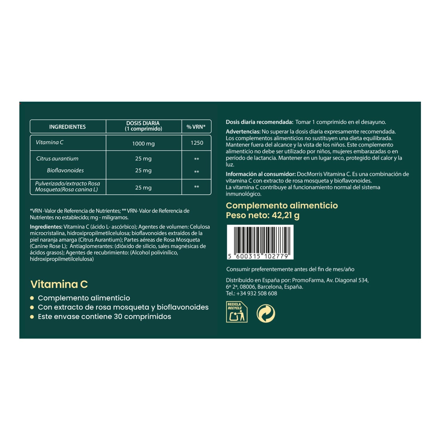 DocMorris Vitamina C 1000 Mg 30Comp