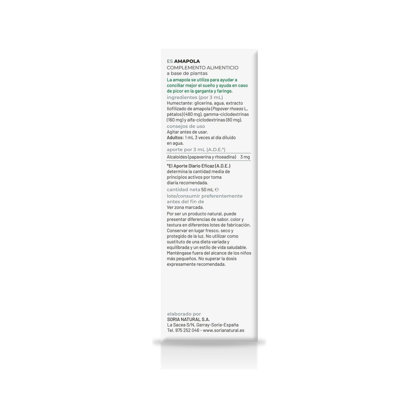 Soria Natural Amapola Extracto 50ml