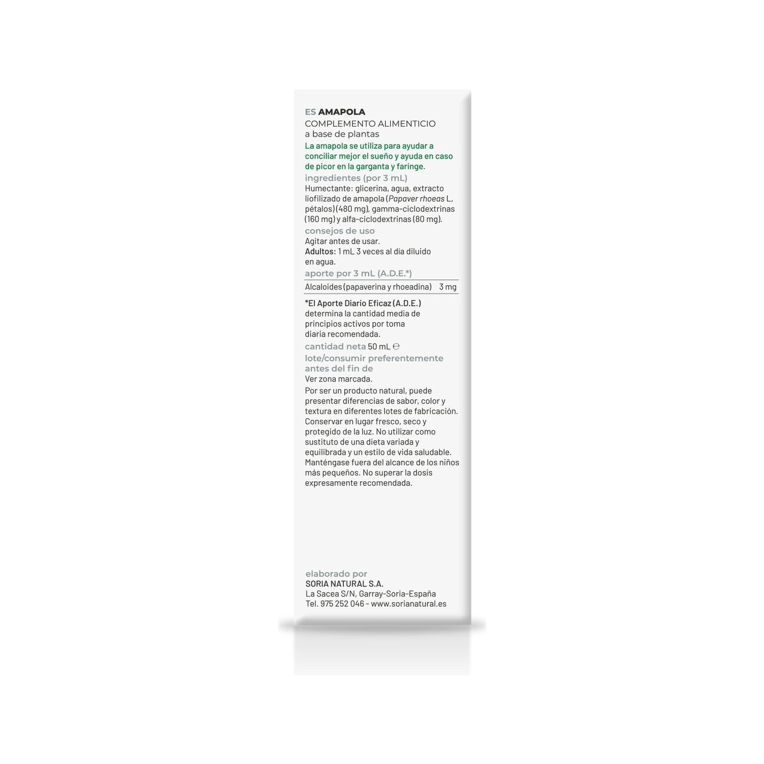 Soria Natural Amapola Extracto 50ml