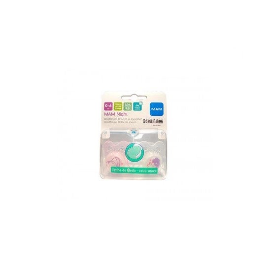 MAM Night chupete silicona con caja esterilizadora +6 M 2 uds