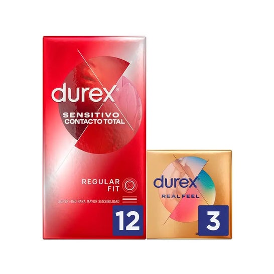 Durex Sensitivo Contacto Total 12uds + Durex Real Feel 3uds