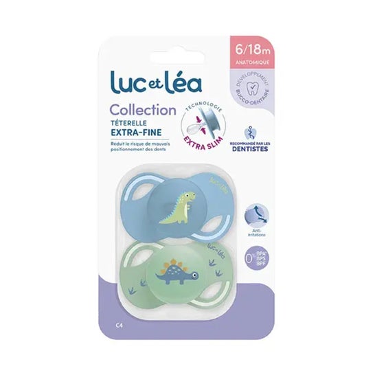 Luc Et Lea Collection Chupete Extra-Fino 6-18M C4 Dino 2uds
