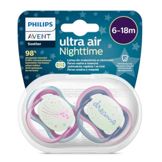Philips Avent Ultra Air Night Chupete 6-18M Rosa 2uds