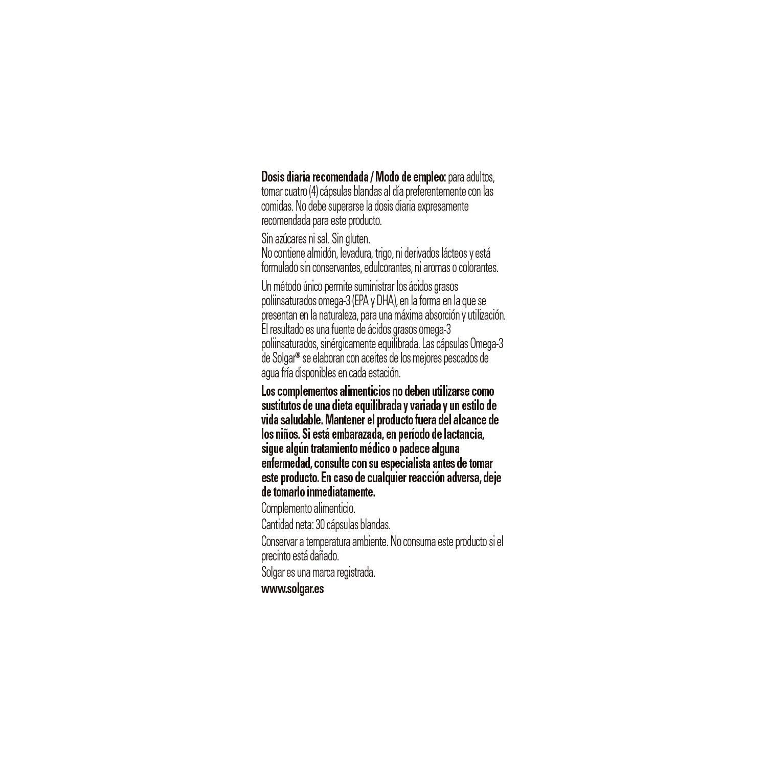 Solgar Omega-3 Doble Concentración 30 perlas