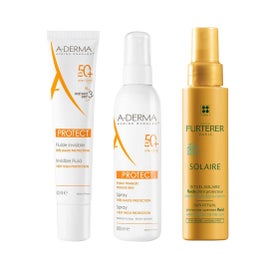 A-Derma Pack Protect Spf50+ Fluido Solar Invisible 40 ml + Spray Solar 200 ml + Fluido Solar Protector Kpf50 100 ml