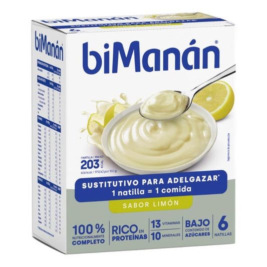 biManán Natillas Sustitutivas Sabor Limón 6uds