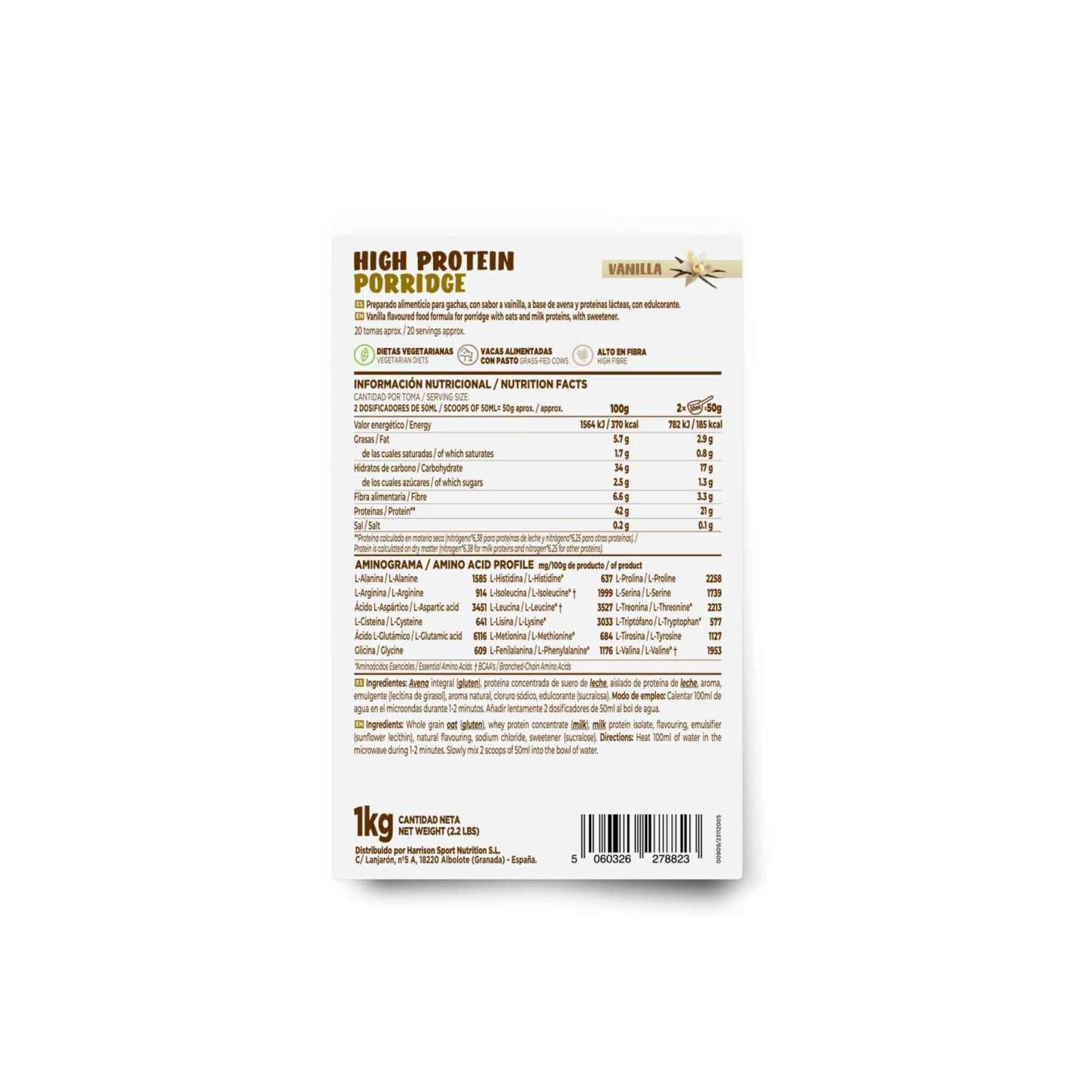 HSN Gachas de Avena Proteicas Vainilla 1kg