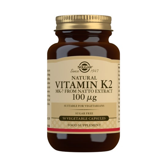 Solgar Vitamina K2 100 mcg con MK-7 natural 50 cápsulas.