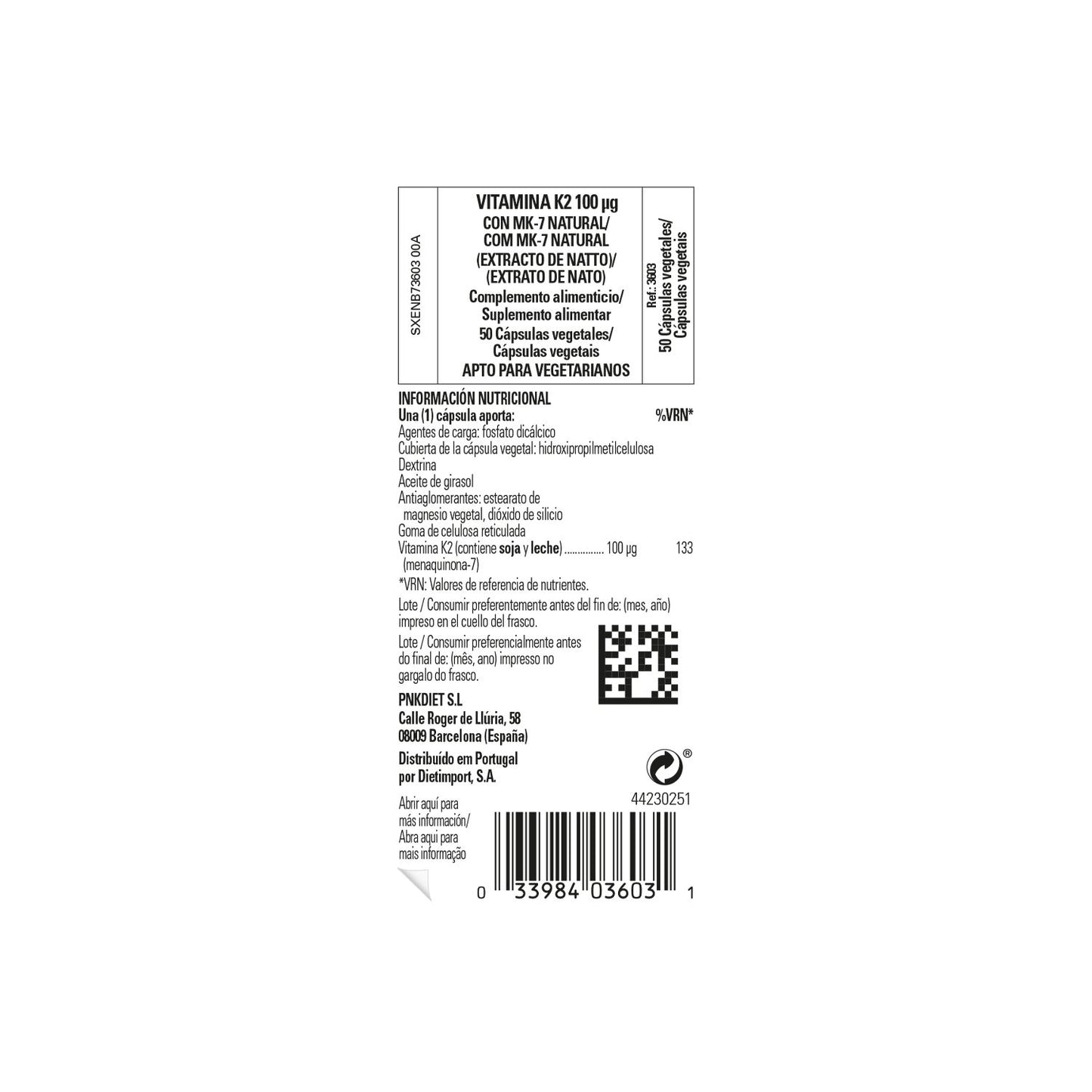 Solgar Vitamina K2 100 mcg con MK-7 natural 50 cápsulas.