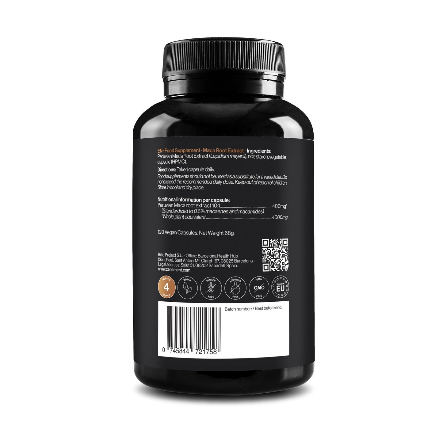 Zenement Extracto Raíz de Maca 4000mg 120vcaps