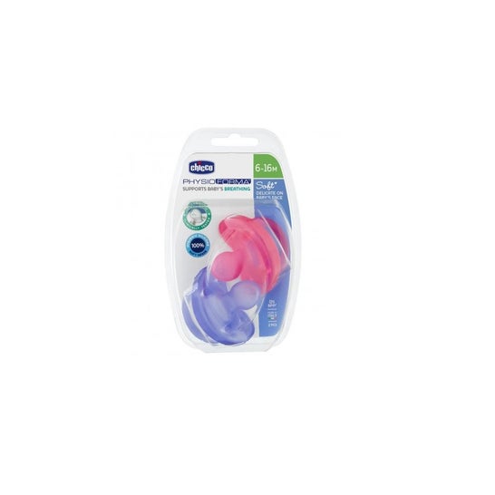 Chicco Physioforma Soft Chupeta Rosa 6-16 M 2 uds