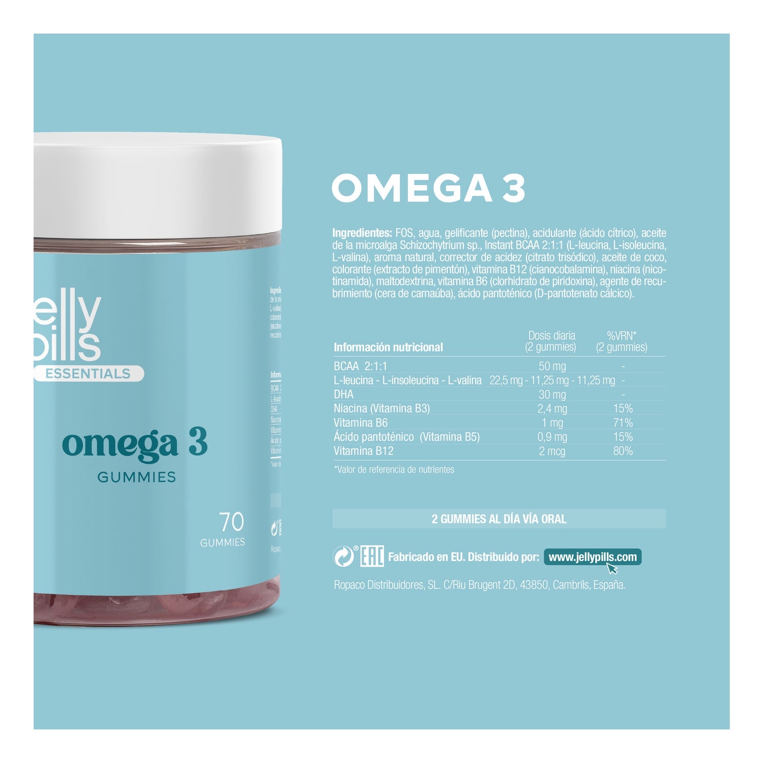 Jelly Pills® Essentials Omega3 Gummies 70uds